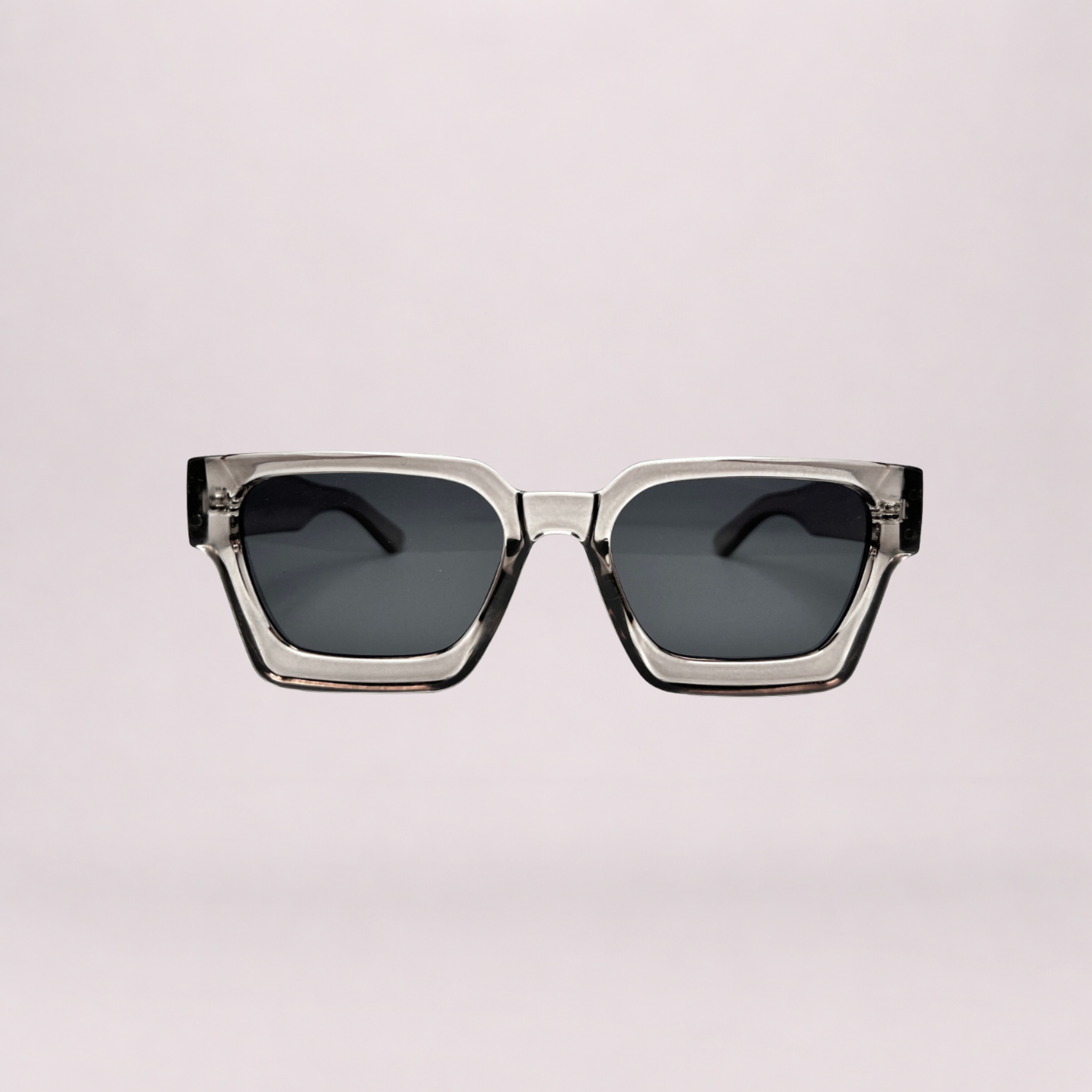 Urban Edge Rectangular Sunglasses - Transparent Grey